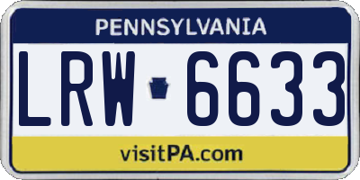 PA license plate LRW6633