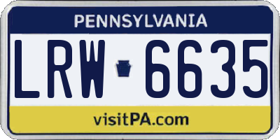 PA license plate LRW6635