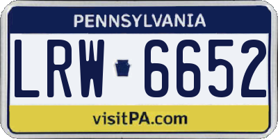 PA license plate LRW6652