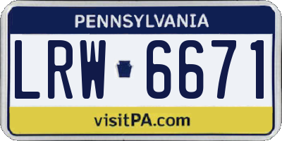 PA license plate LRW6671