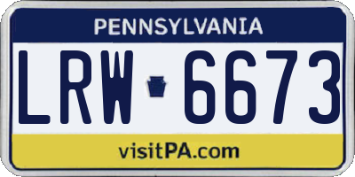 PA license plate LRW6673