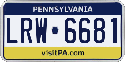 PA license plate LRW6681