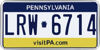 PA license plate LRW6714