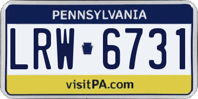 PA license plate LRW6731