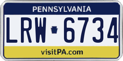 PA license plate LRW6734