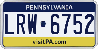 PA license plate LRW6752