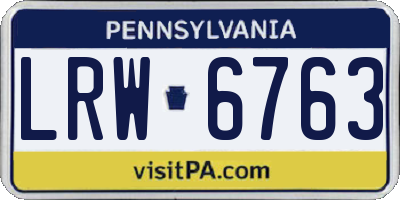 PA license plate LRW6763