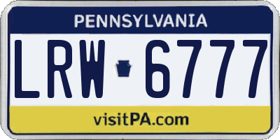 PA license plate LRW6777