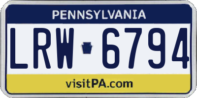 PA license plate LRW6794