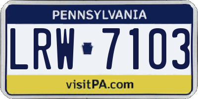 PA license plate LRW7103