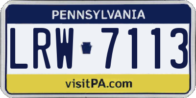 PA license plate LRW7113