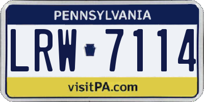 PA license plate LRW7114