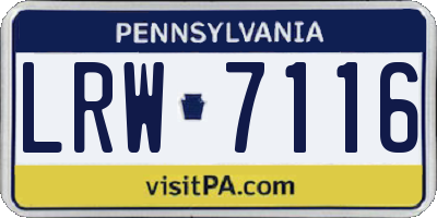 PA license plate LRW7116