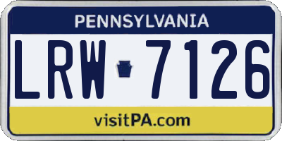 PA license plate LRW7126