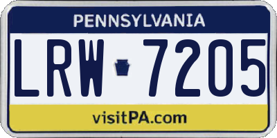 PA license plate LRW7205