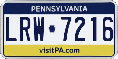 PA license plate LRW7216