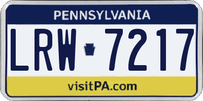 PA license plate LRW7217
