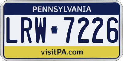PA license plate LRW7226