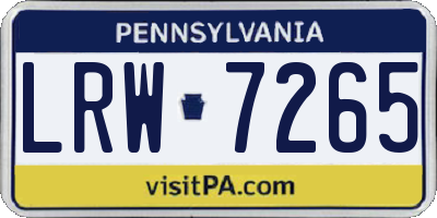 PA license plate LRW7265