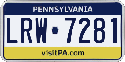 PA license plate LRW7281