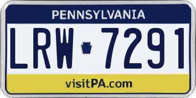 PA license plate LRW7291