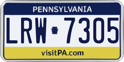 PA license plate LRW7305