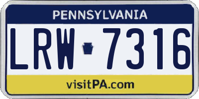 PA license plate LRW7316