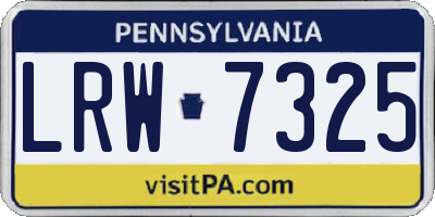 PA license plate LRW7325