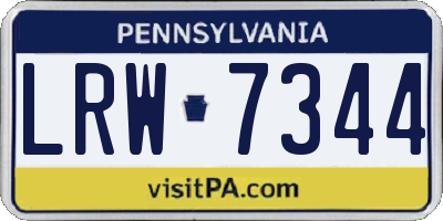 PA license plate LRW7344