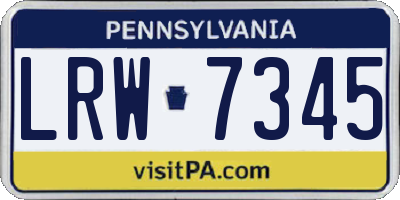PA license plate LRW7345