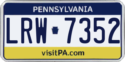 PA license plate LRW7352