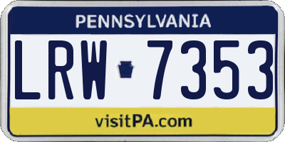 PA license plate LRW7353