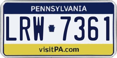 PA license plate LRW7361