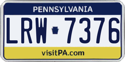 PA license plate LRW7376