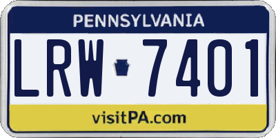 PA license plate LRW7401