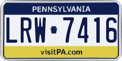 PA license plate LRW7416
