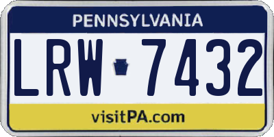 PA license plate LRW7432