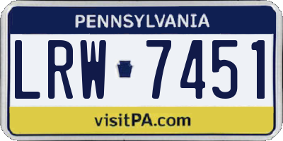 PA license plate LRW7451