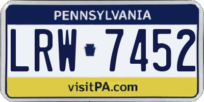 PA license plate LRW7452
