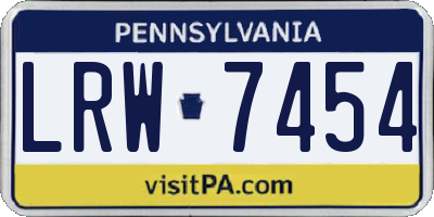 PA license plate LRW7454