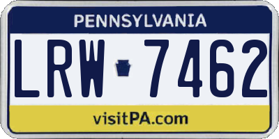 PA license plate LRW7462