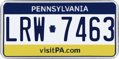 PA license plate LRW7463