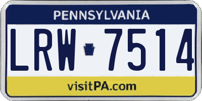 PA license plate LRW7514