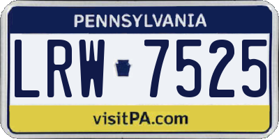 PA license plate LRW7525