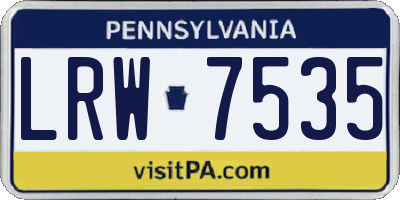 PA license plate LRW7535