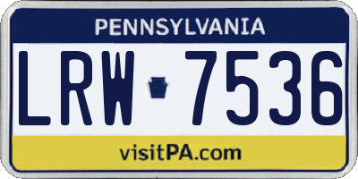 PA license plate LRW7536