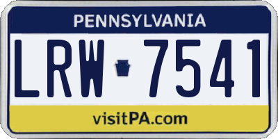 PA license plate LRW7541