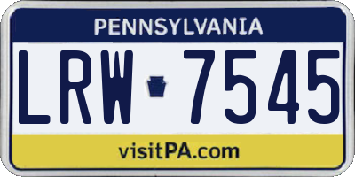 PA license plate LRW7545