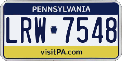 PA license plate LRW7548