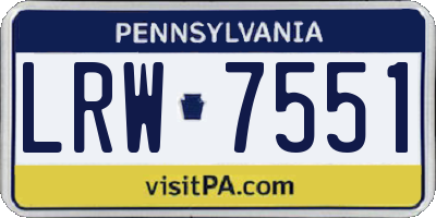 PA license plate LRW7551
